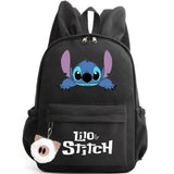 School backpack with keychain, Stitch bag