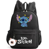 School backpack with keychain, Stitch bag