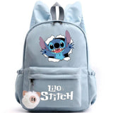 School backpack with keychain, Stitch bag